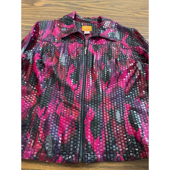 Ruby Rd. pink black sequined zip front dress jacket size 12P - Picture 9 of 9